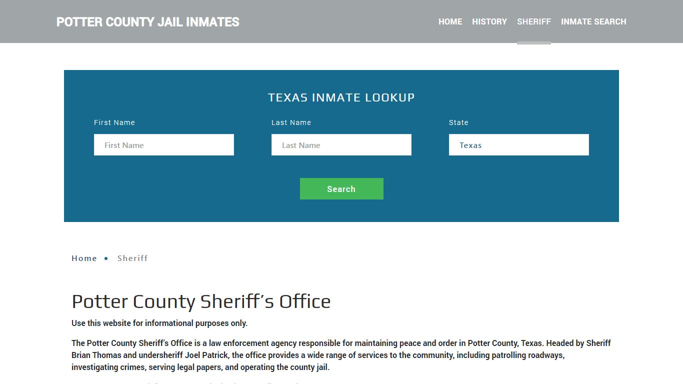 Potter County Sheriff, TX Arrest Warrant Lookup