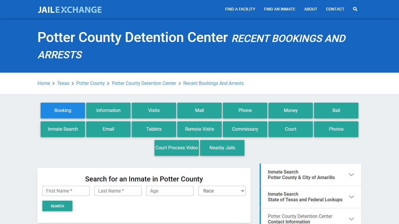 Potter County Detention Center Recent Bookings And Arrests - Jail Exchange